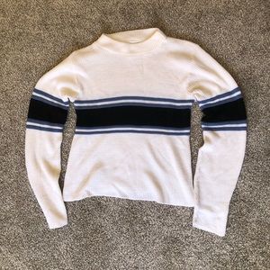Solid Stripe High Neck Knit